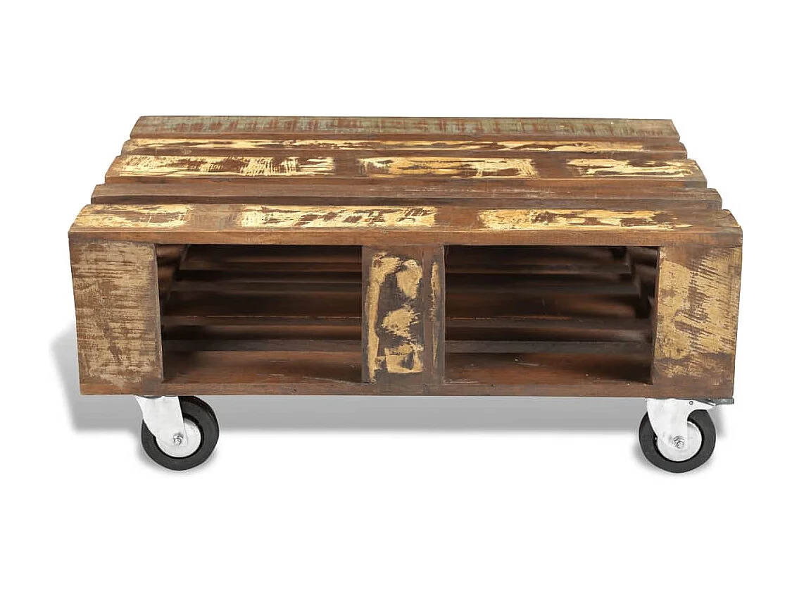 Table basse avec 4 roulettes Bois recyclé