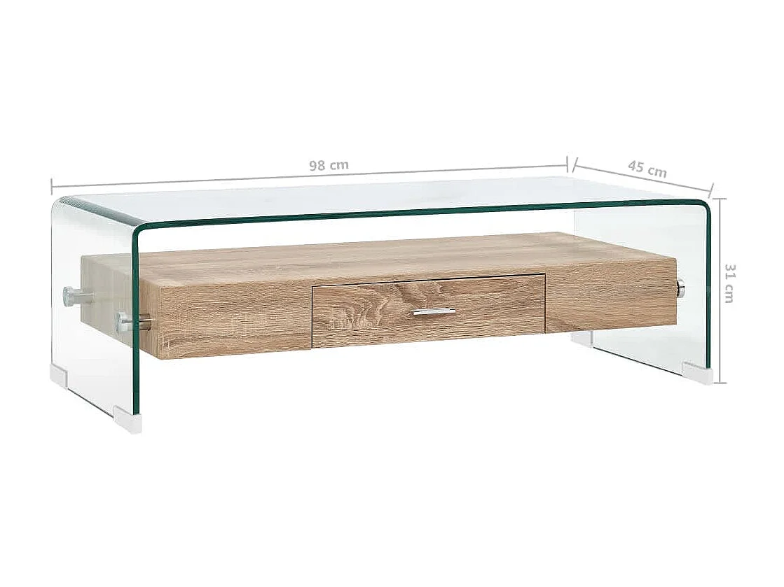 Table basse Clair 98 x 45 x 31 cm Verre trempé