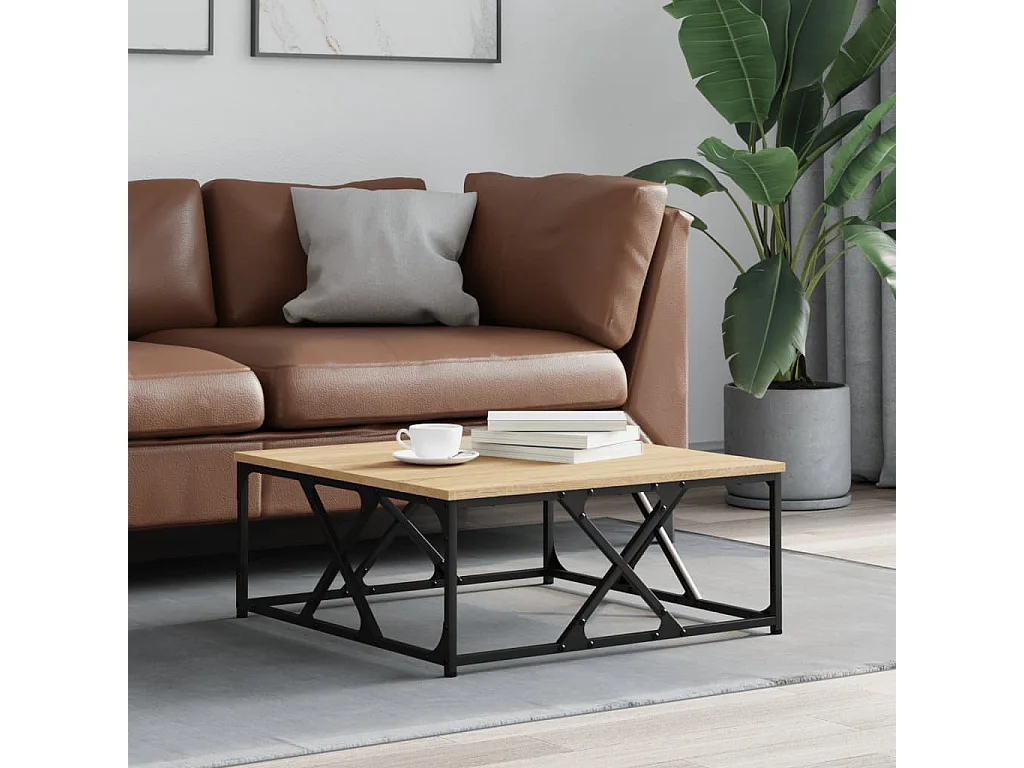 Mesa de centro madera de ingeniería roble Sonoma 70x70x30 cm