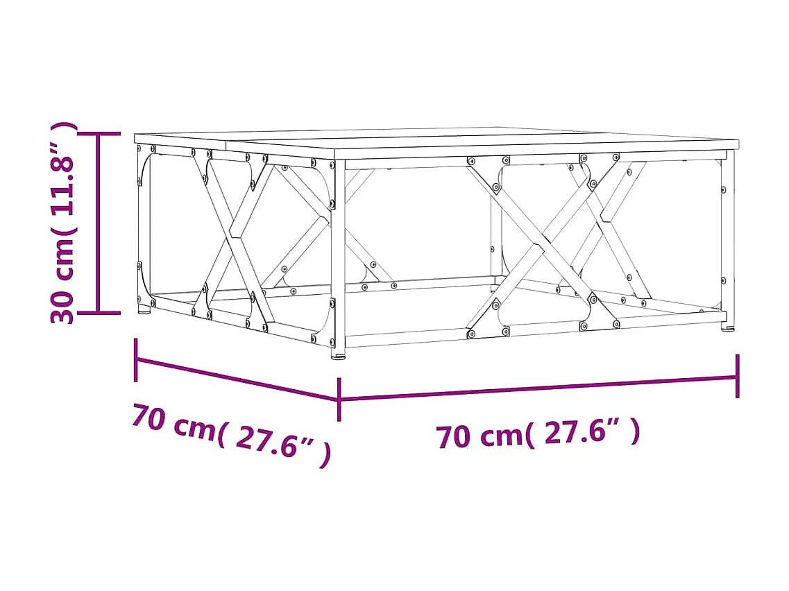 Mesa de centro madera de ingeniería roble Sonoma 70x70x30 cm