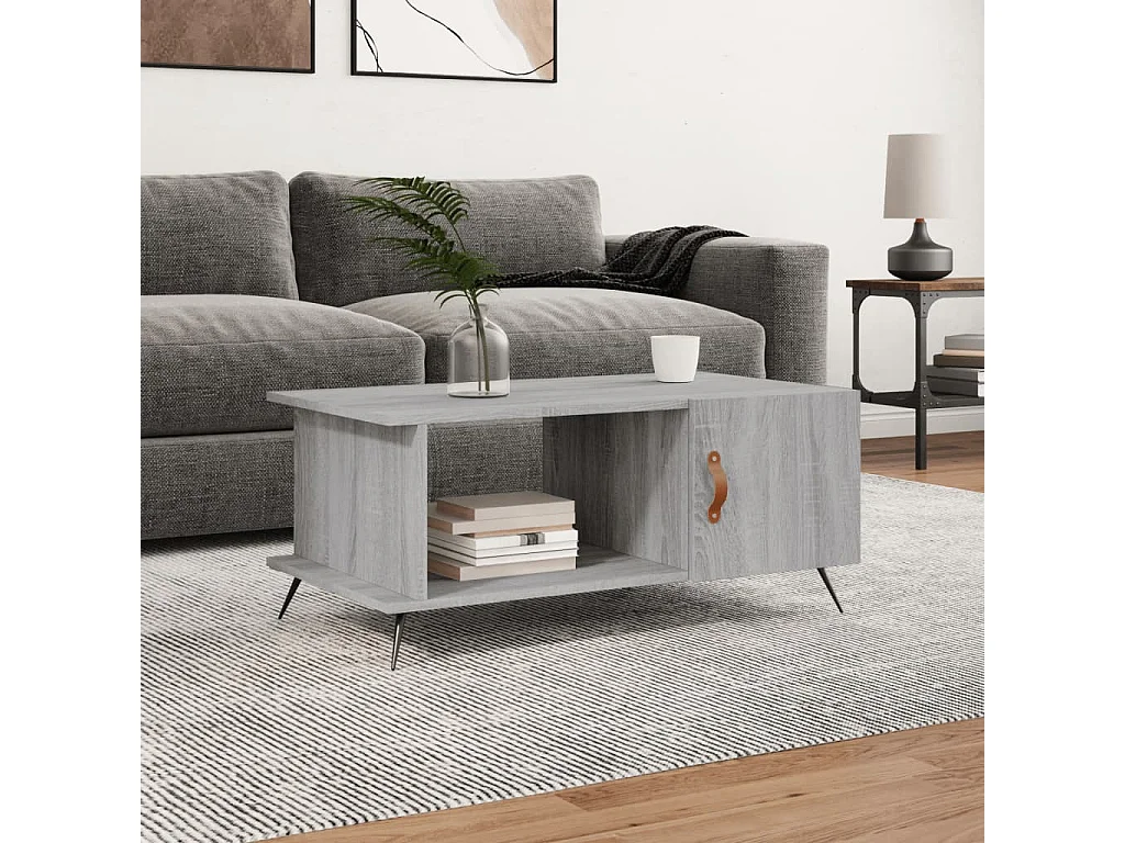 Salontafel 90x50x40 cm bewerkt hout grijs sonoma eikenkleurig