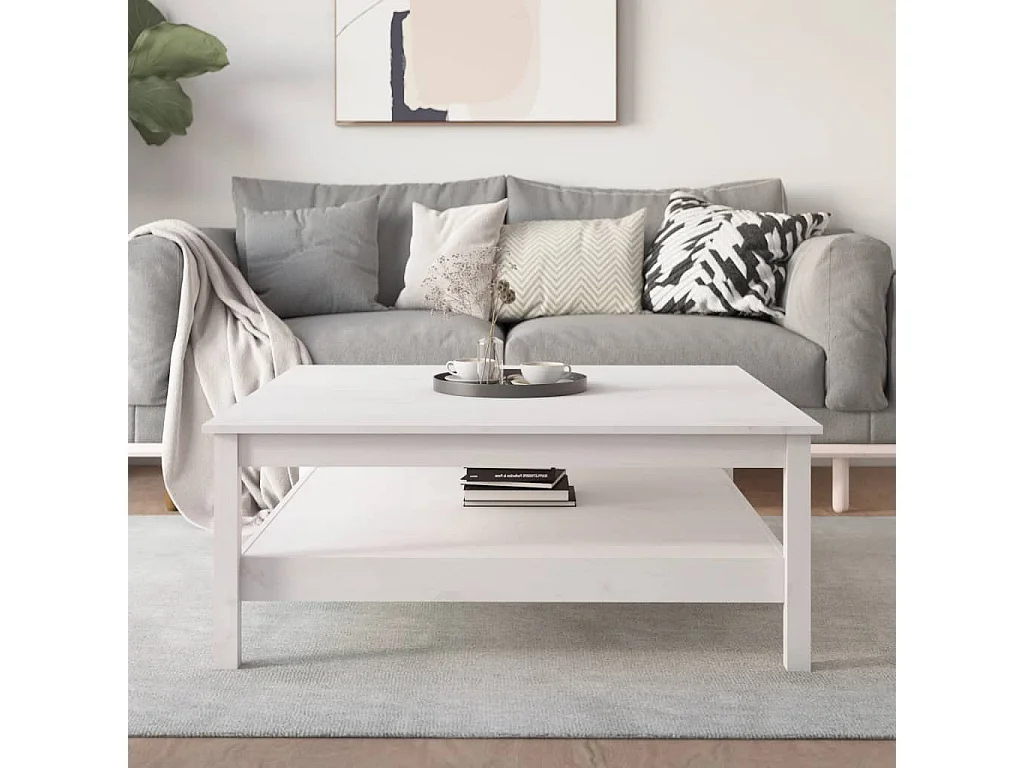 Salontafel 100x100x40 cm massief grenenhout wit