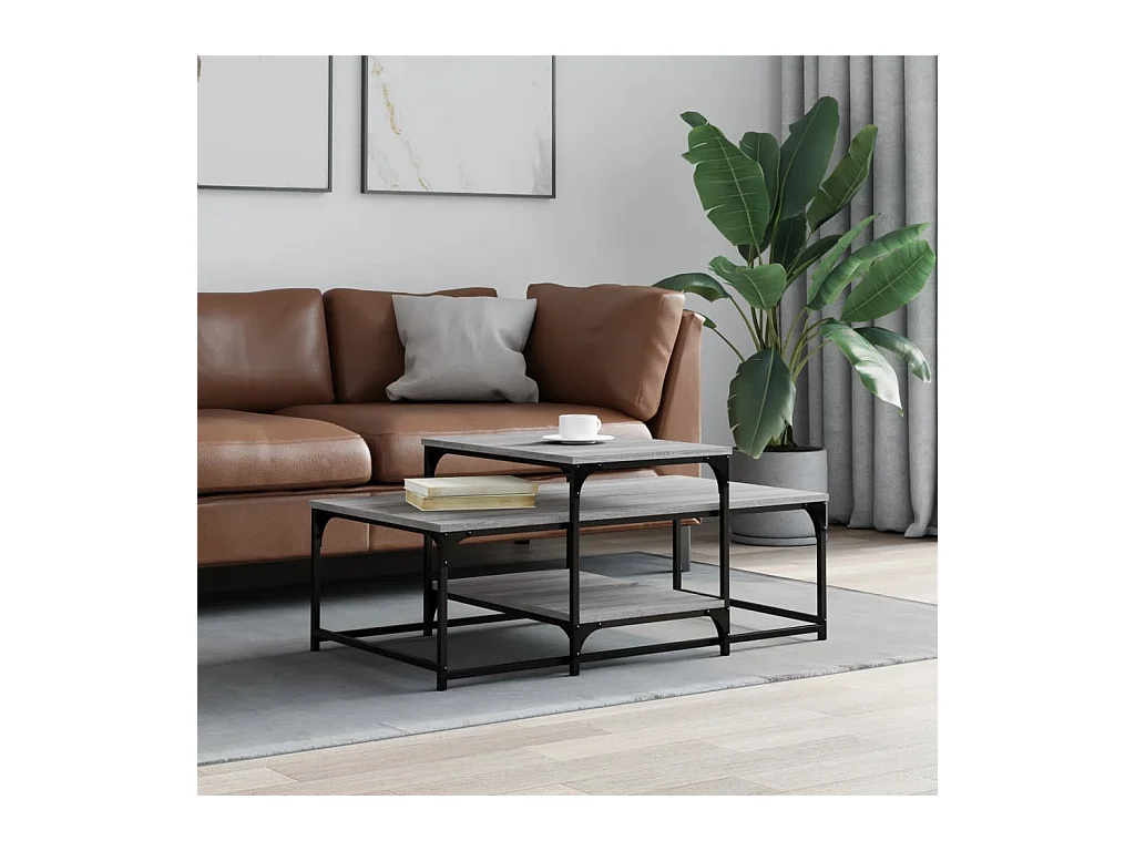 Table basse sonoma gris 102x60x45 cm bois d'ingénierie