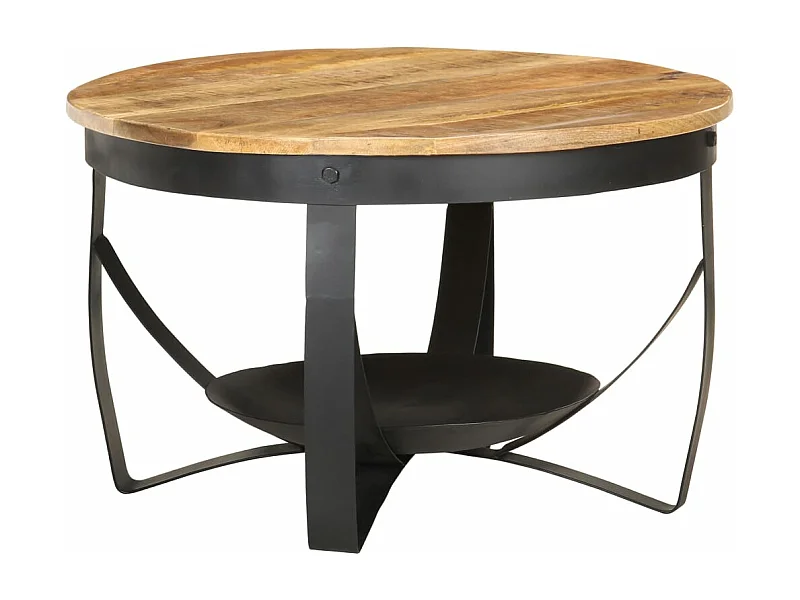 Table basse Ø68x43 cm Bois de manguier brut