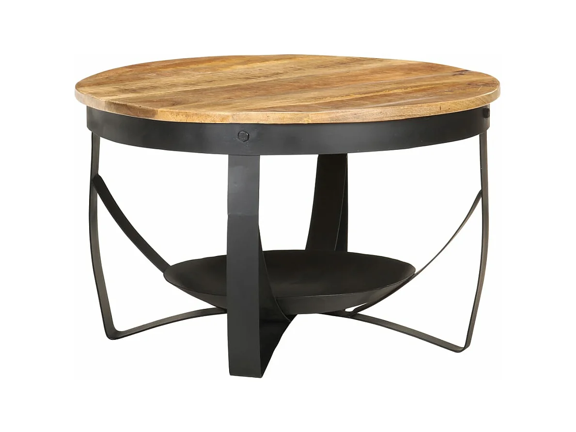 Table basse Ø68x43 cm Bois de manguier brut