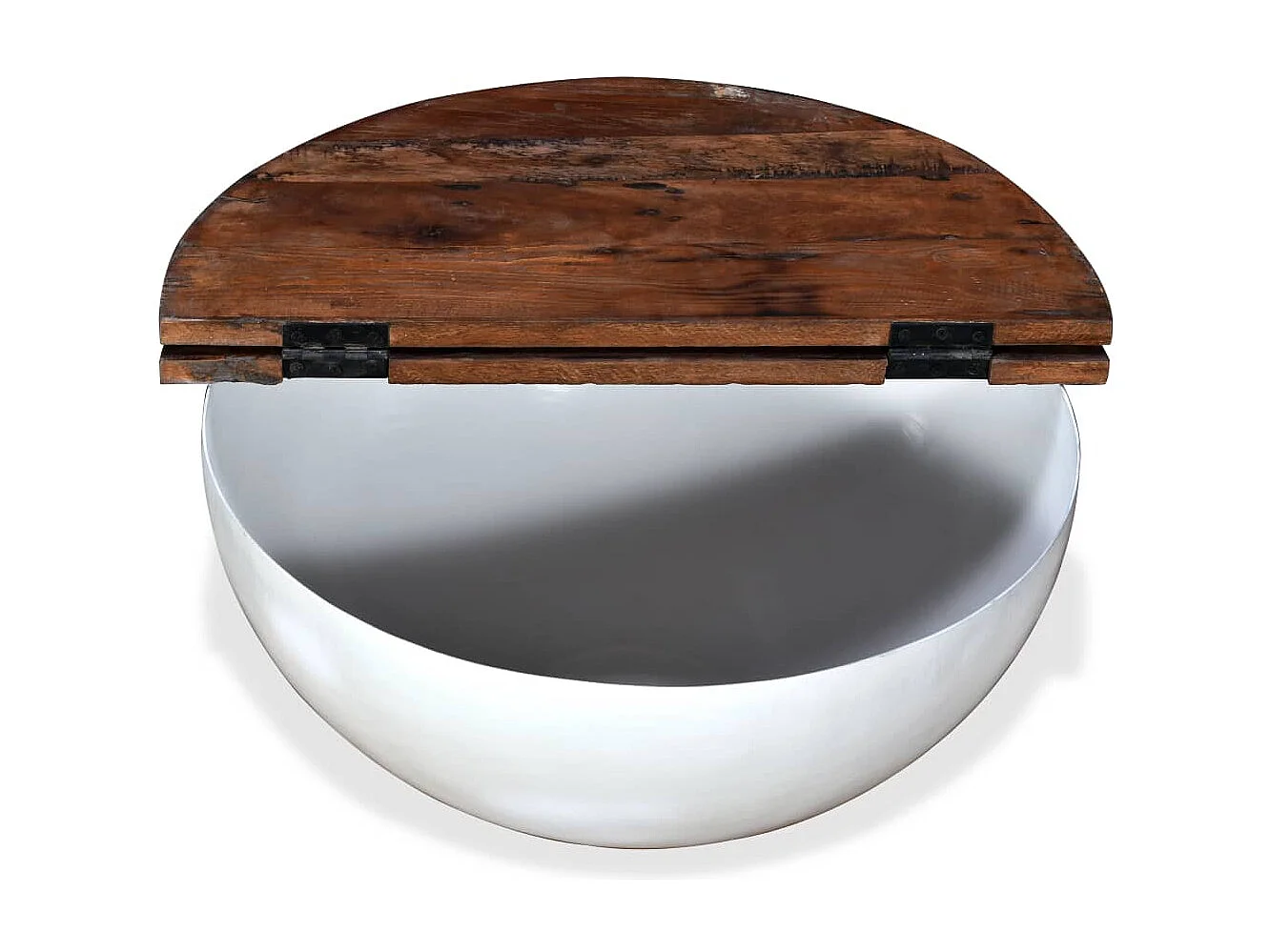 Table basse 2 pièces Bois de récupération massif blanc forme bol