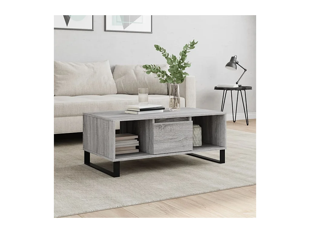 Mesa de centro 90x50x36,5 cm derivados madeira cinzento sonoma