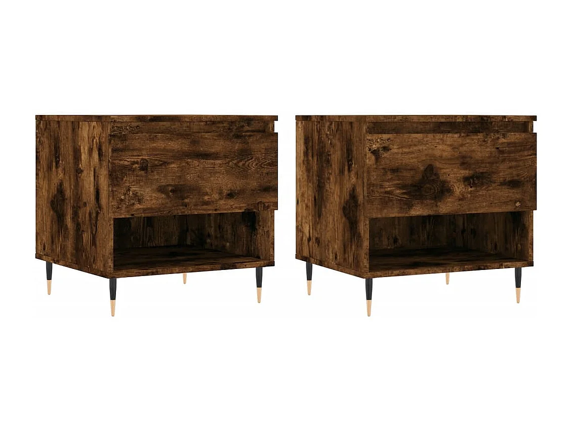 Salontafels 2 st 50x46x50 cm bewerkt hout gerookt eikenkleurig