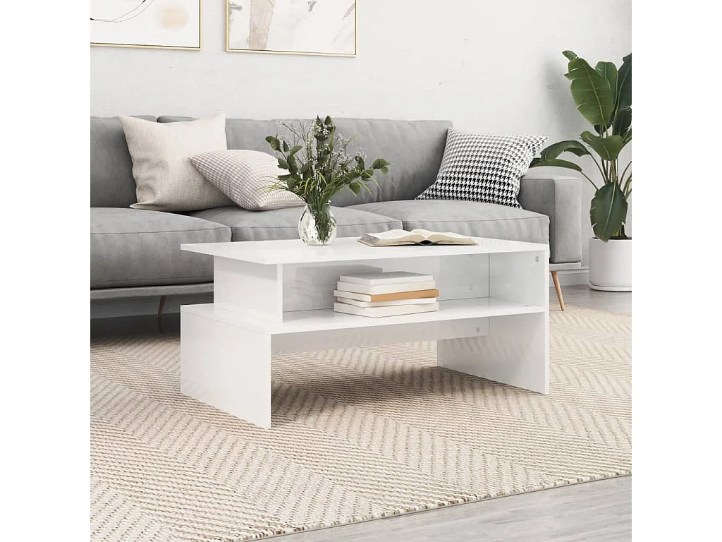 Mesa de centro 90x55x42,5 cm derivados madeira branco brilhante