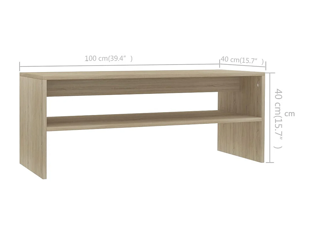 Salontafel 100x40x40 cm bewerkt hout sonoma eikenkleurig