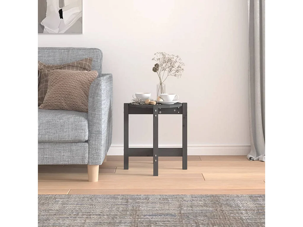 Salontafel Ø 42,5x45 cm massief grenenhout grijs