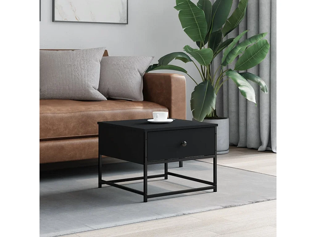 Table basse noir 51x51x40 cm bois d'ingénierie