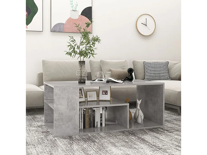 Mesa de centro 100x50x40 cm contraplacado cinzento cimento