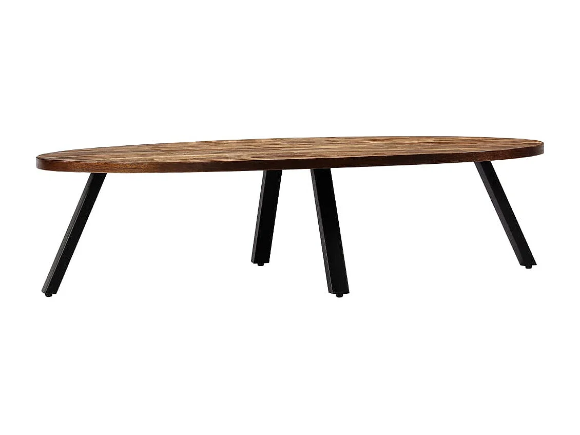 Mesa de centro ovalada de teca maciza reciclada 120x60x30 cm