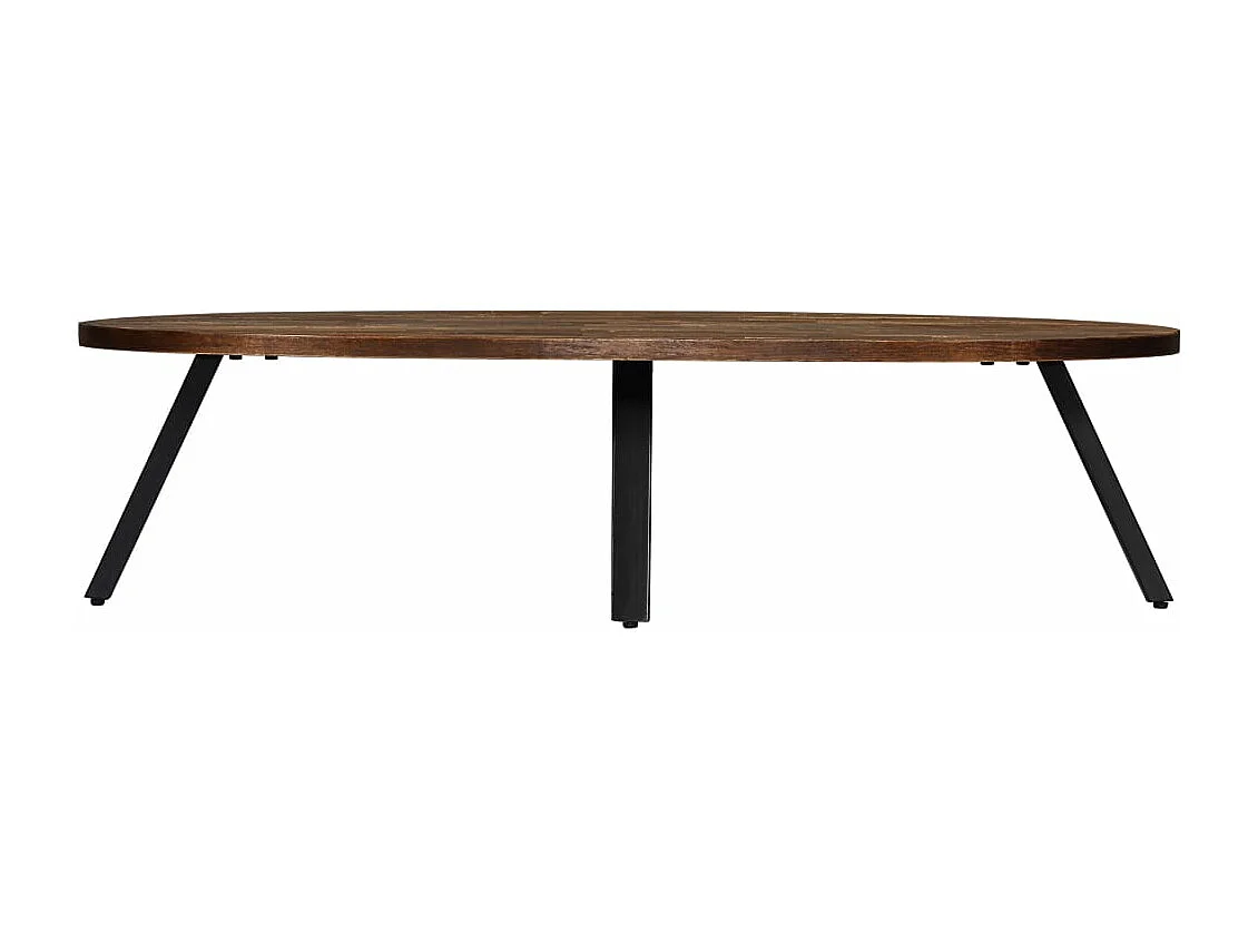 Mesa de centro ovalada de teca maciza reciclada 120x60x30 cm