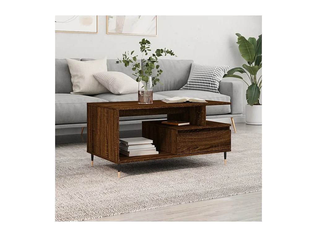 Table basse Chêne marron 90x49x45 cm Bois d'ingénierie