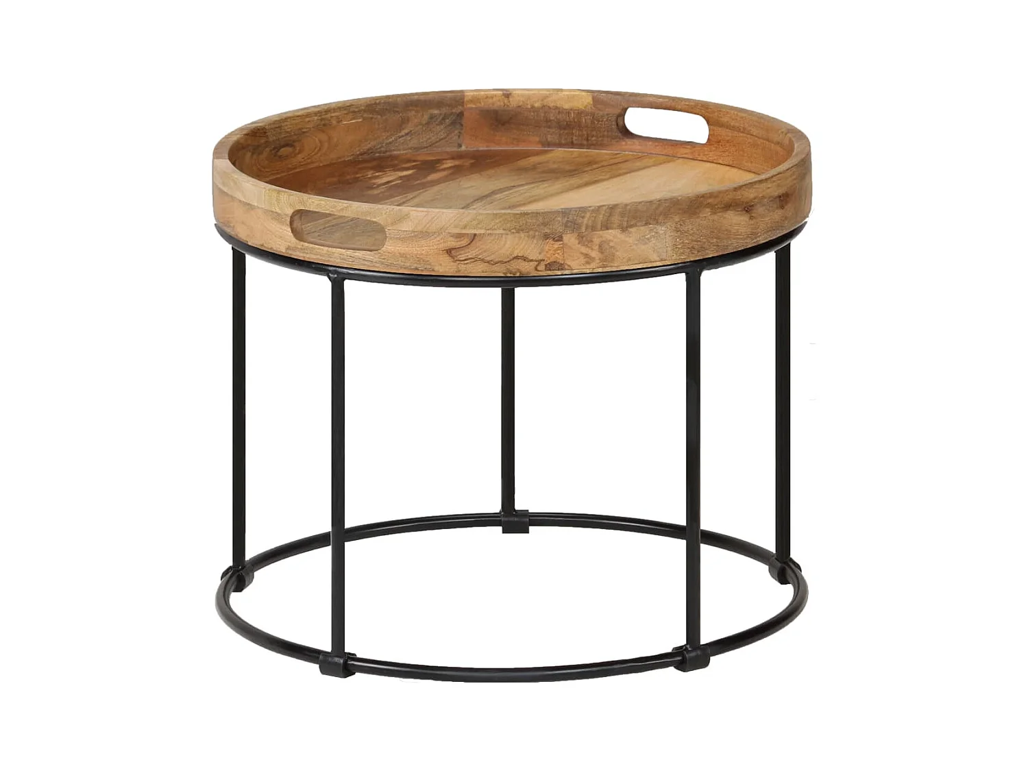 Table basse Bois de manguier massif et acier 50 x 40 cm