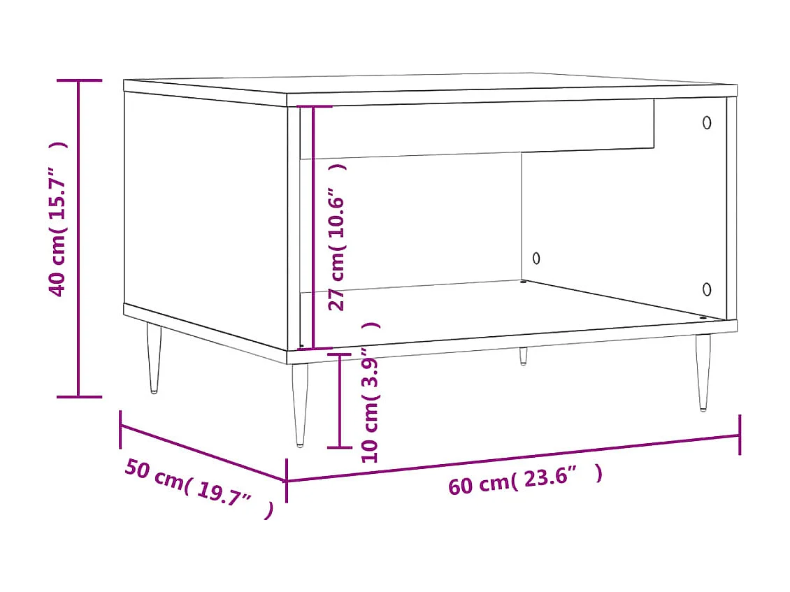 Table basse chêne marron 60x50x40 cm bois d'ingénierie