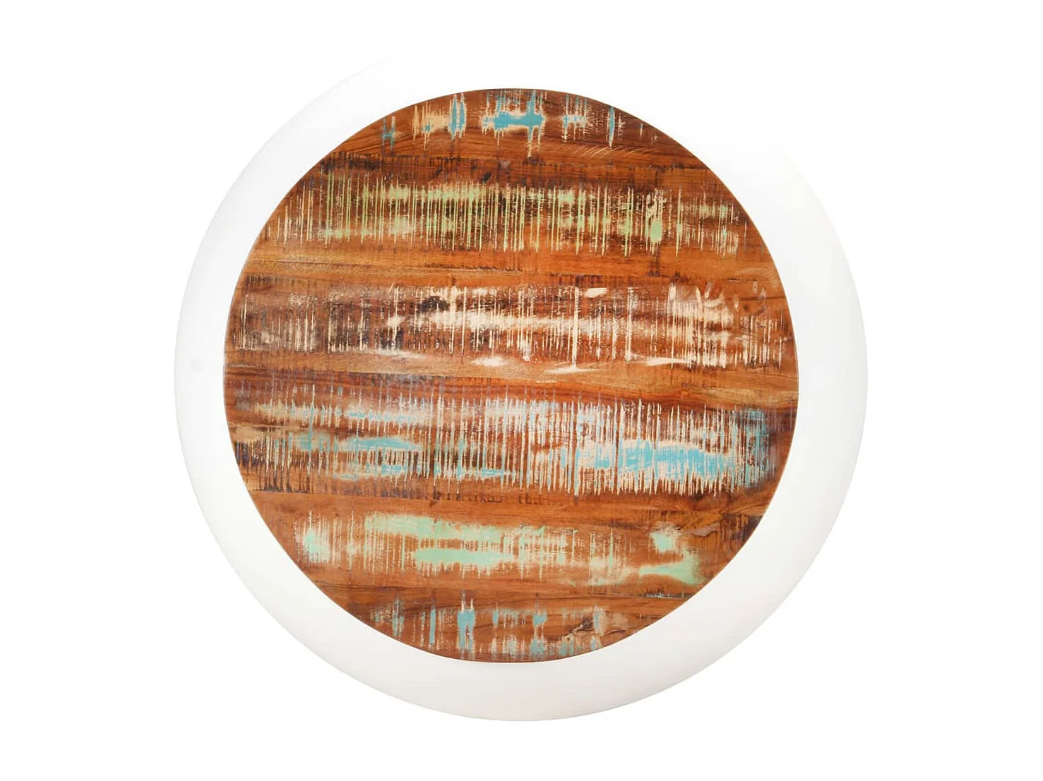 Mesa de centro madera maciza reciclada blanca 68x68x30 cm