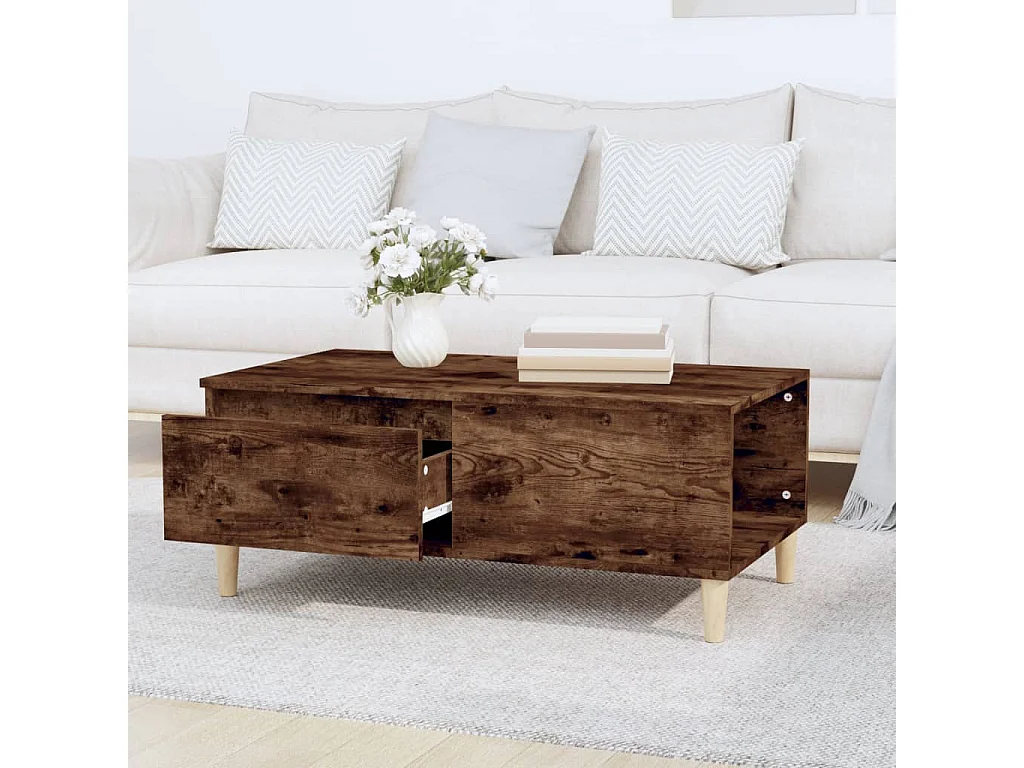 Mesa de centro madera contrachapada roble ahumado 90x50x36,5 cm
