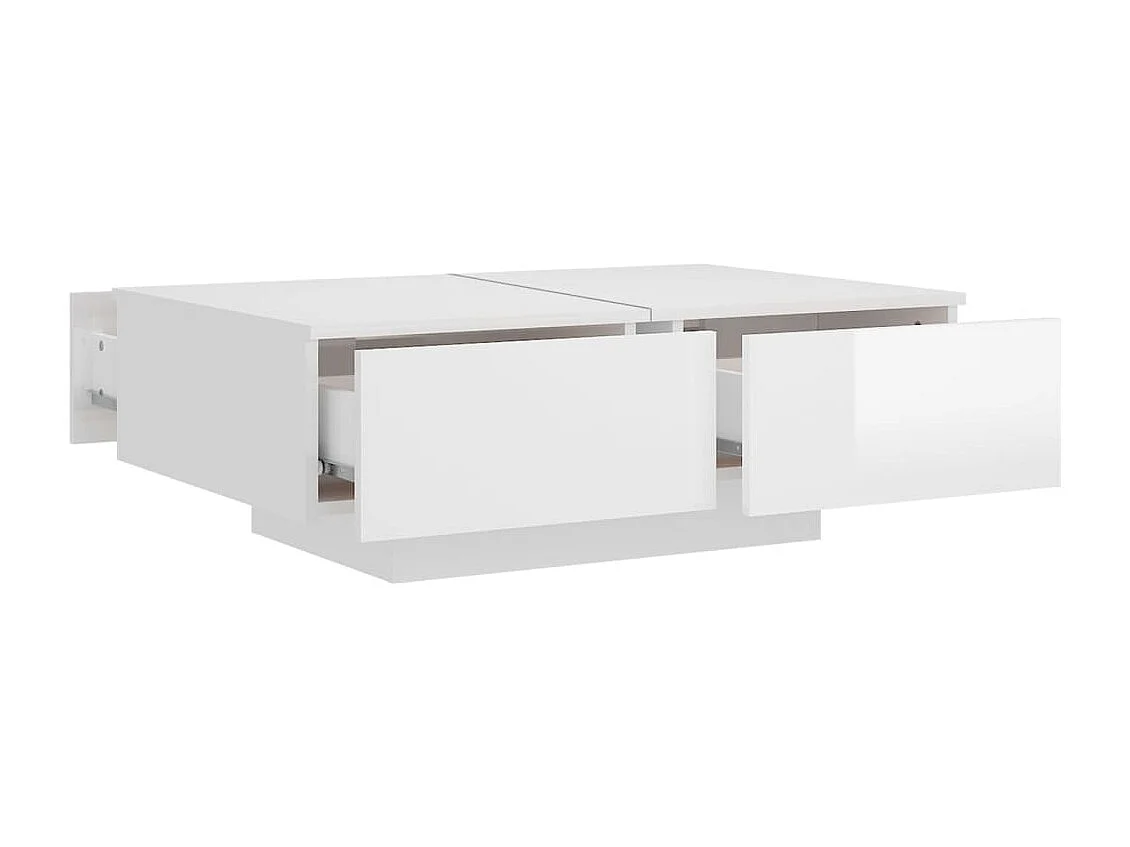 Table basse Blanc brillant 90x60x31 cm Aggloméré