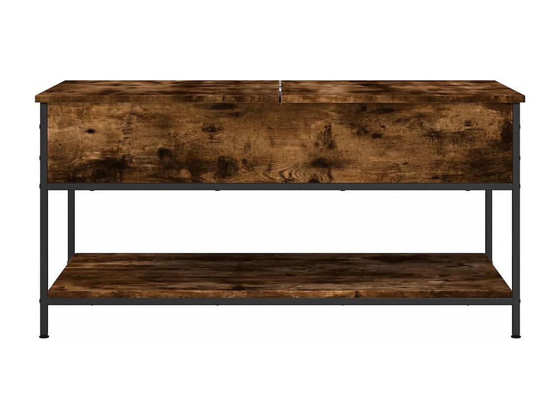 Table basse chêne fumé 100x50x50 cm bois d'ingénierie et métal