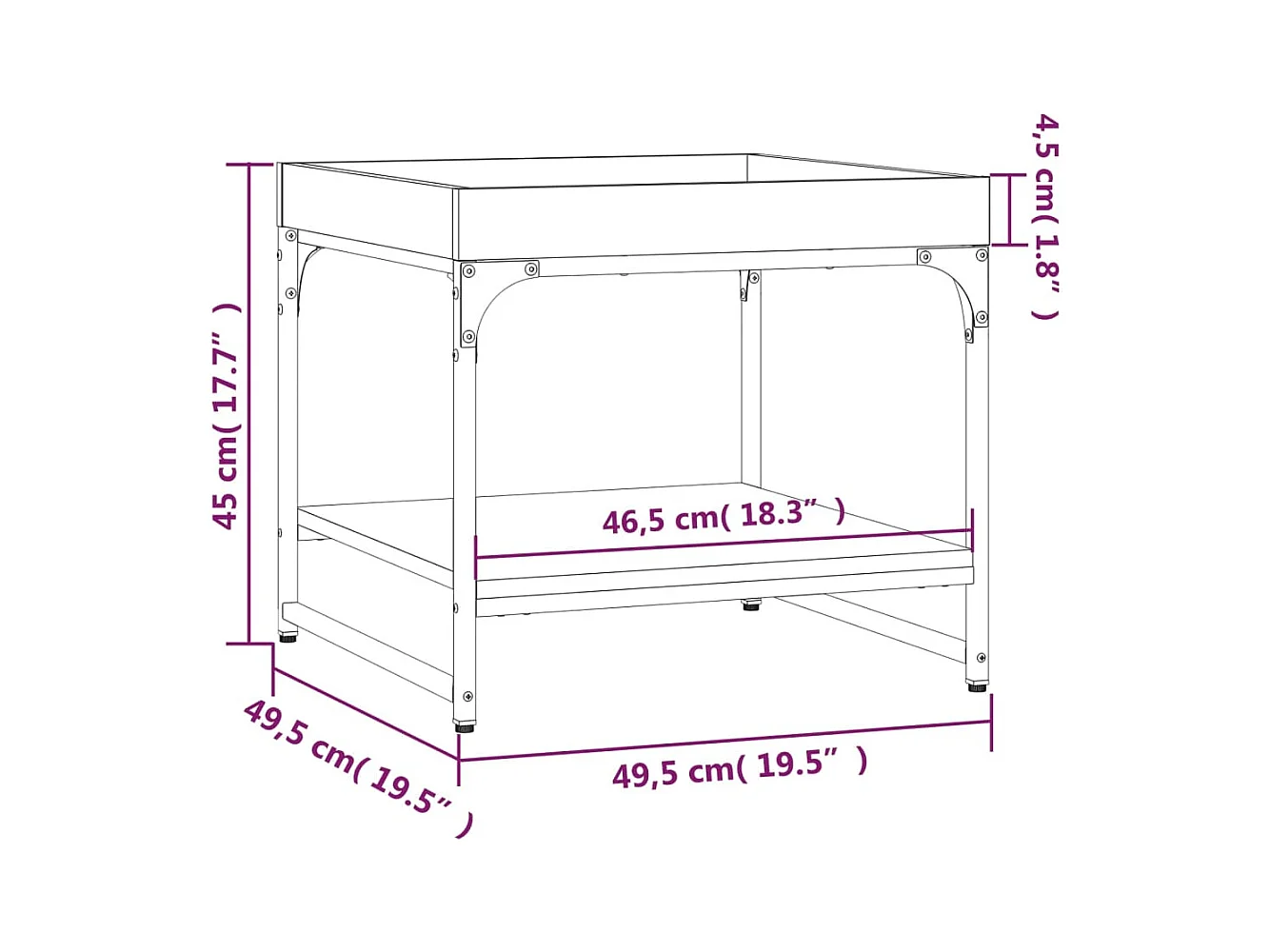 Mesa de centro madera de ingeniería gris Sonoma 49,5x49,5x45 cm