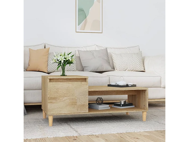 Salontafel 100x50x45 cm bewerkt hout sonoma eiken