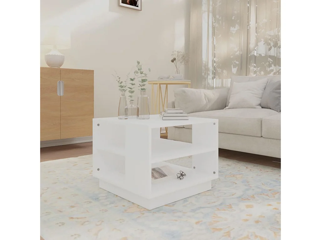 Table basse Blanc 55x55x43 cm Aggloméré