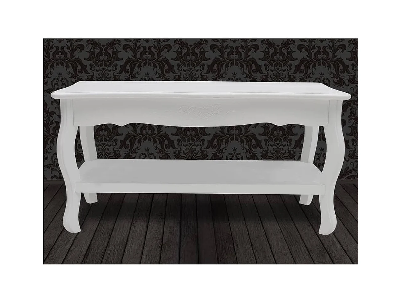 Mesa de centro com 2 prateleiras MDF branco