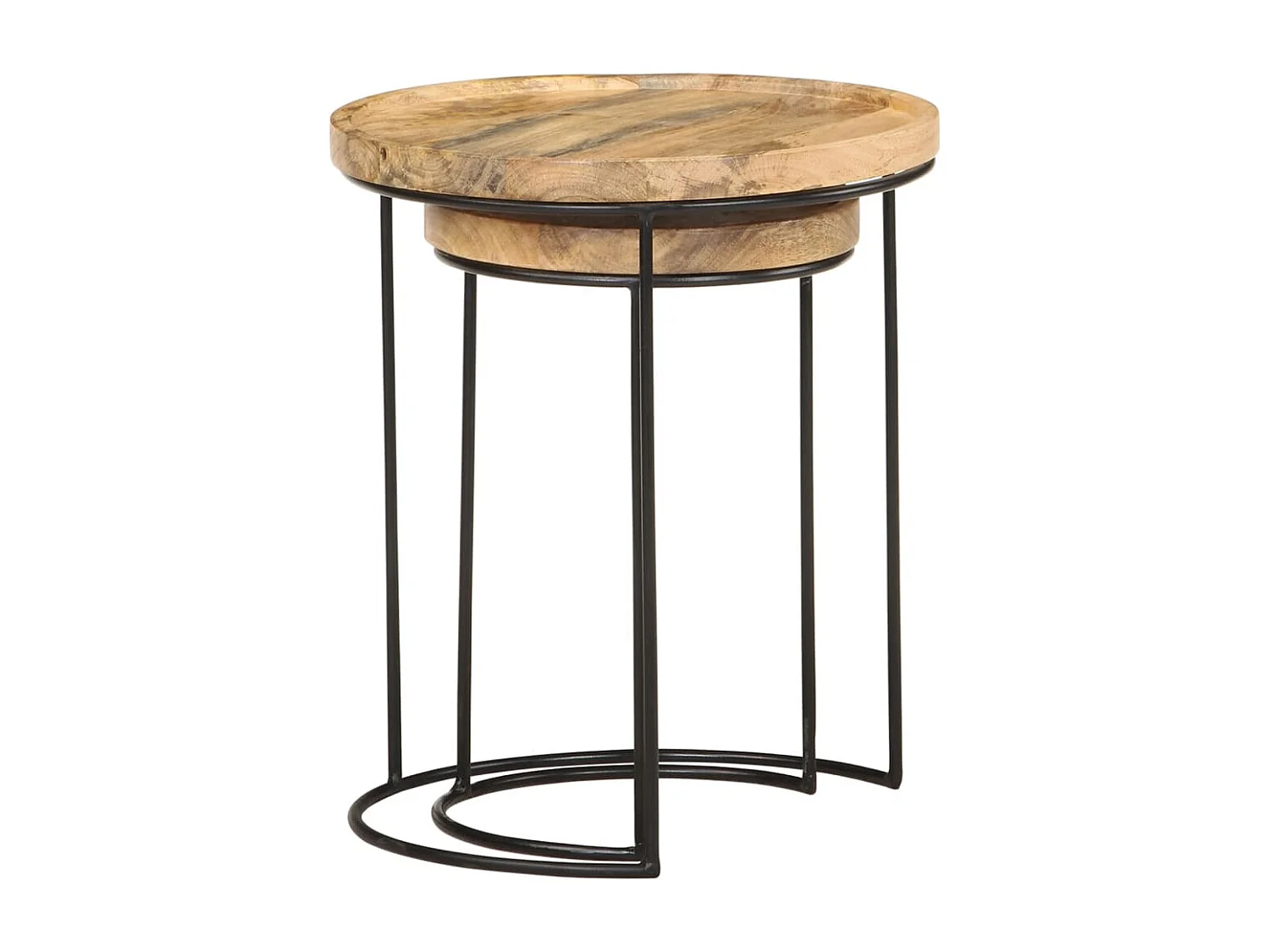 Ensemble de table basse 2 pièces bois de manguier massif et acier