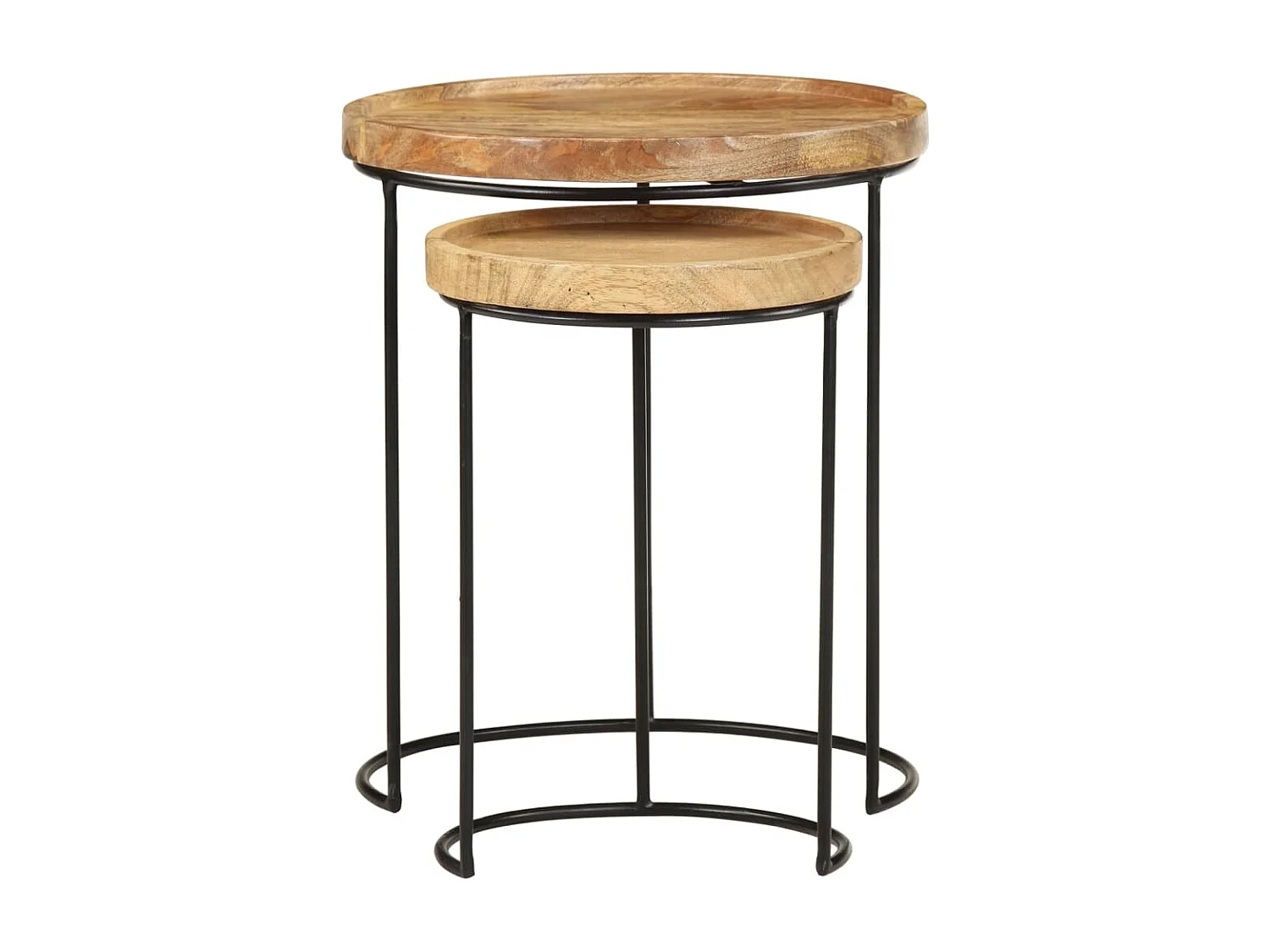 Ensemble de table basse 2 pièces bois de manguier massif et acier