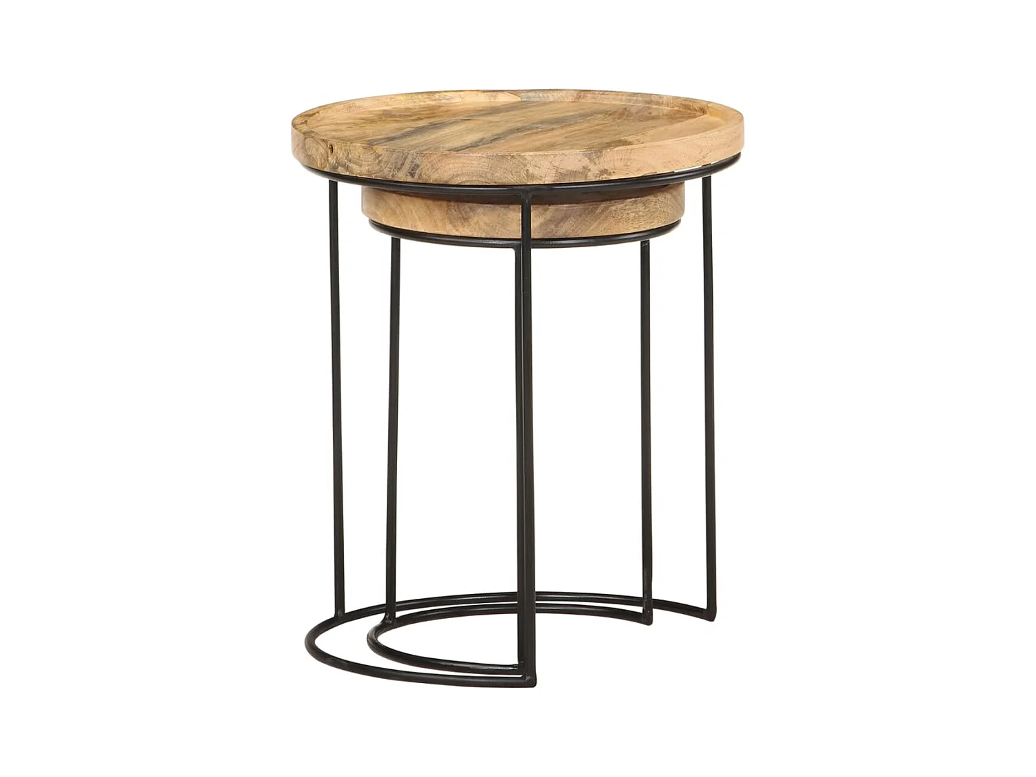 Ensemble de table basse 2 pièces bois de manguier massif et acier