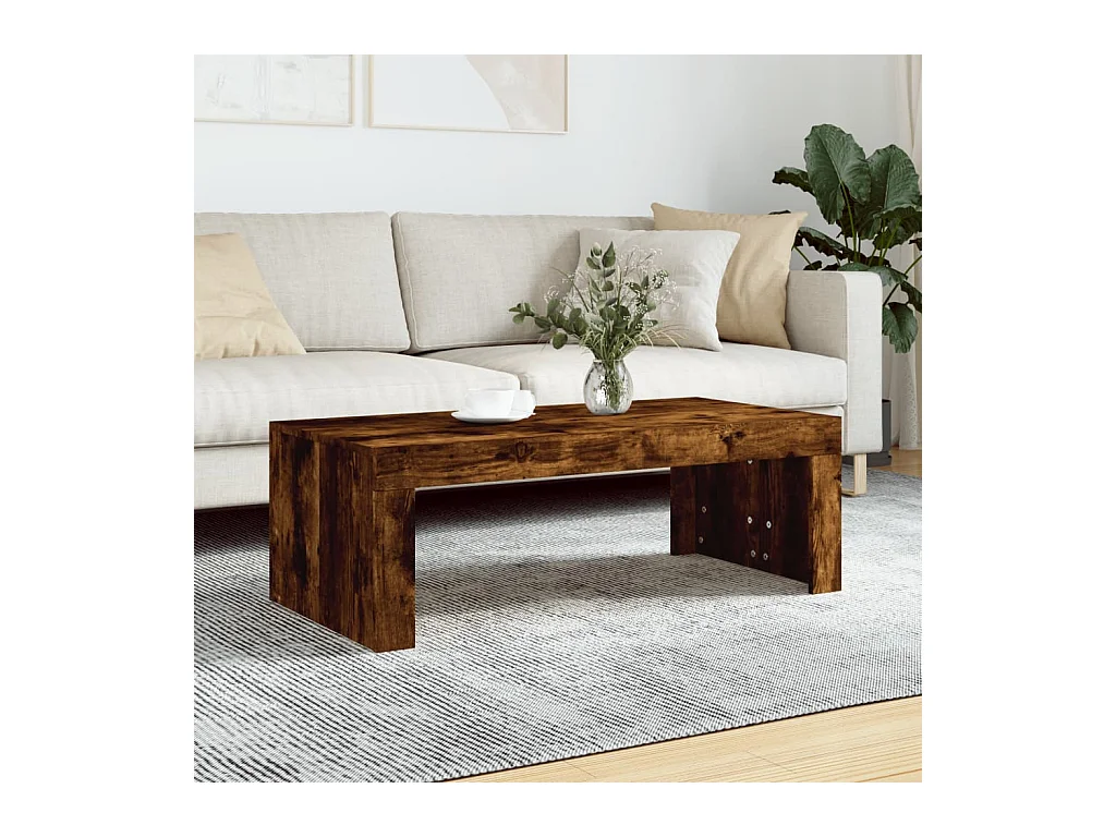 Table basse chêne fumé 102x50x36 cm bois d'ingénierie