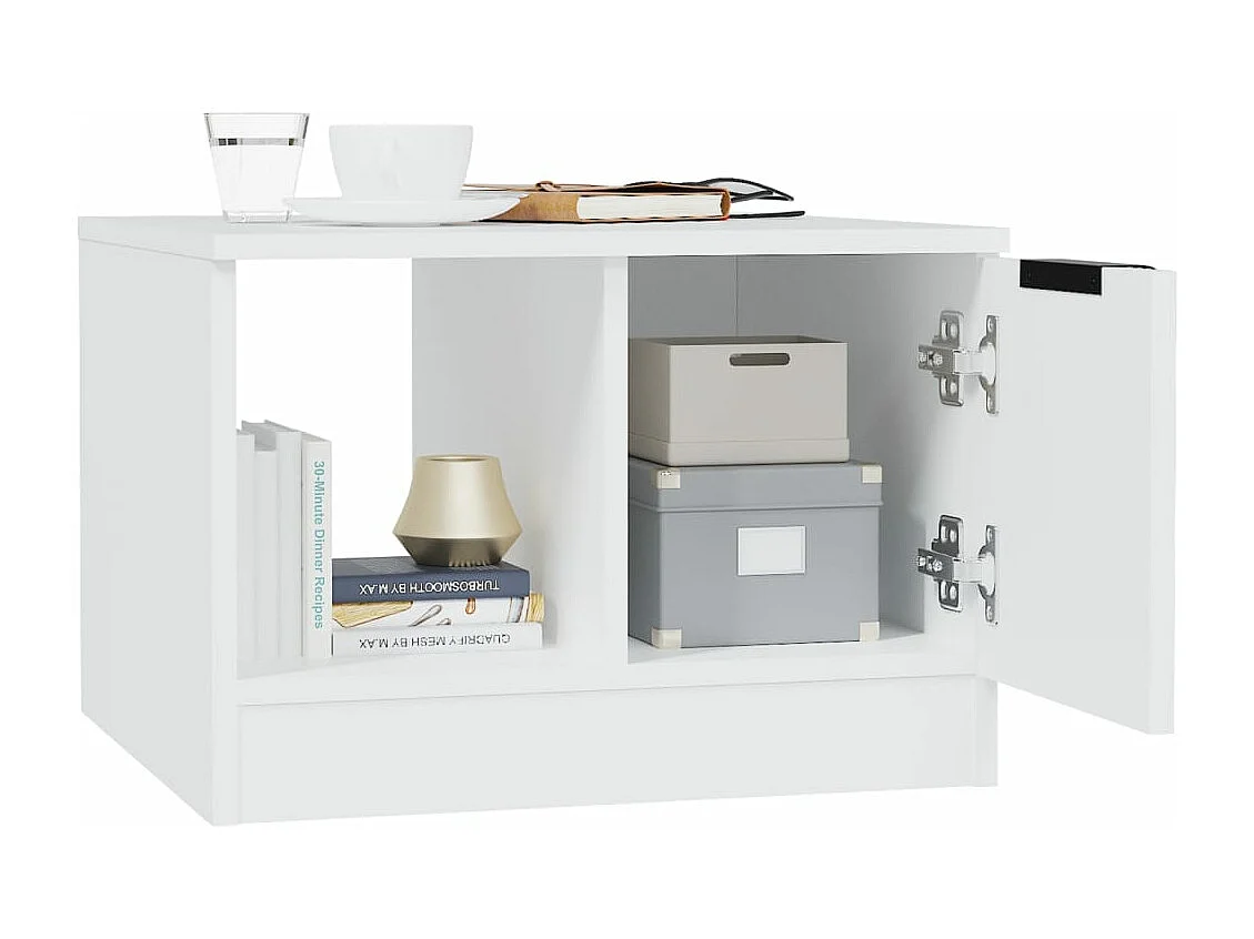 Mesa de centro madera contrachapada blanco 50x50x36 cm