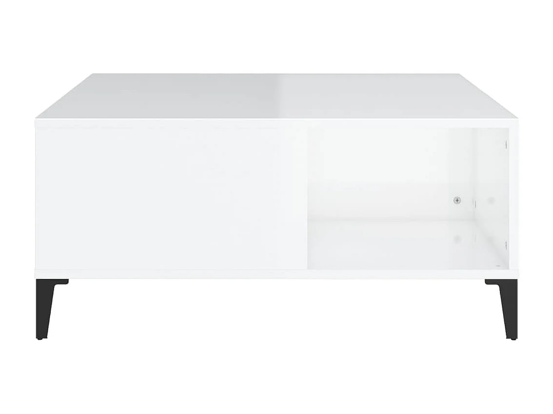 Table basse blanc brillant 80x80x36,5 cm bois d'ingénierie
