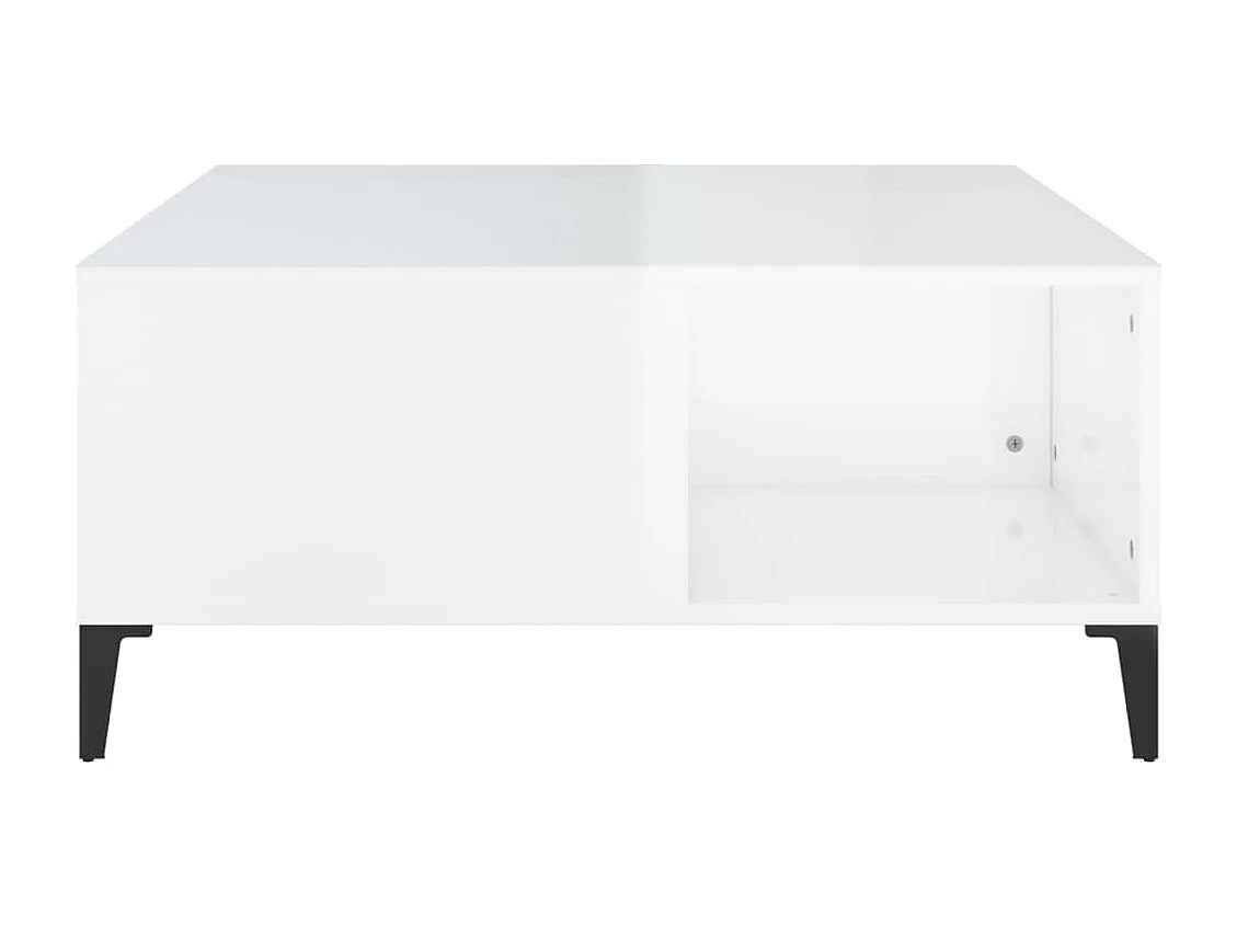 Table basse blanc brillant 80x80x36,5 cm bois d'ingénierie
