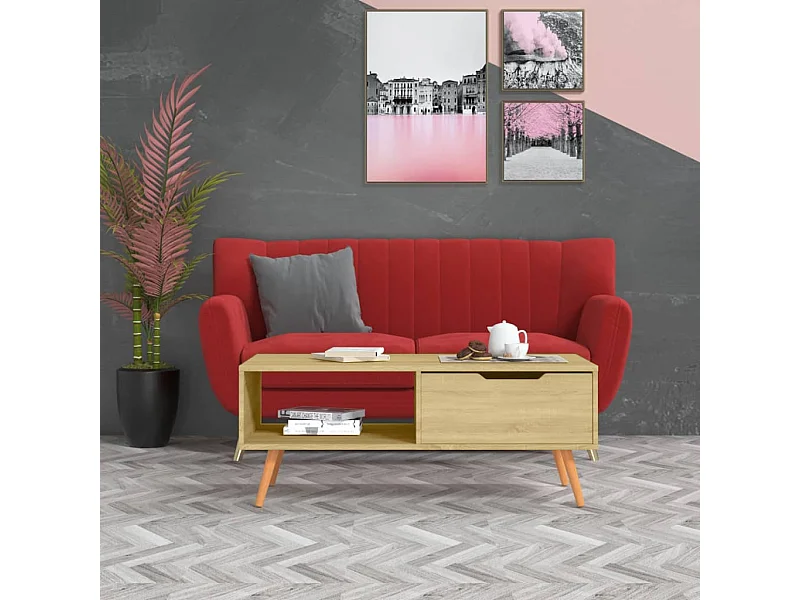 Mesa de centro aglomerado color roble Sonoma 100x49,5x43 cm