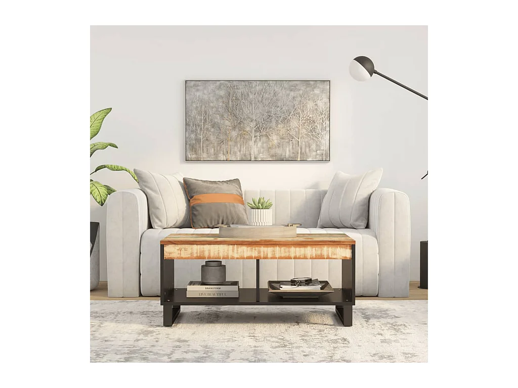 Table basse 90x50x40 cm bois de récupération massif