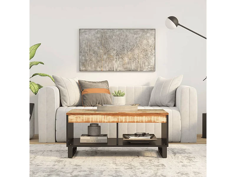 Mesa de centro 90x50x40 cm madeira recuperada maciça