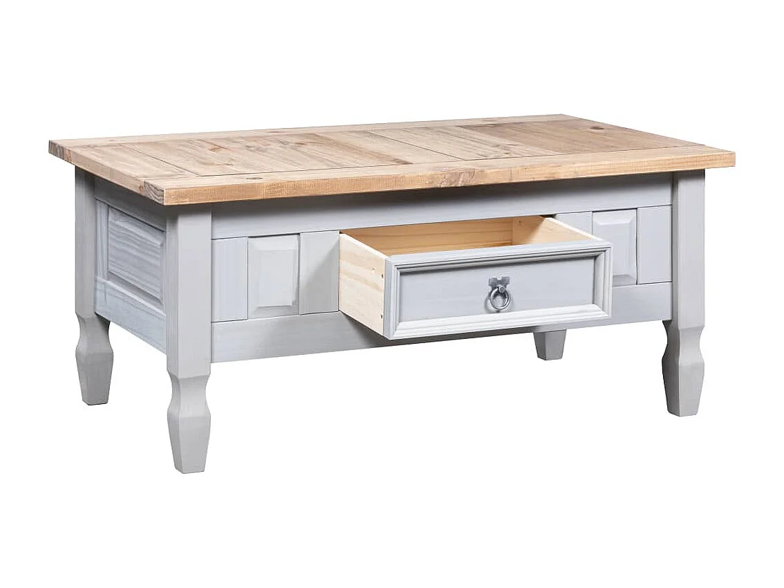 Table basse Pin mexicain Gamme Corona Gris 100x60x45 cm