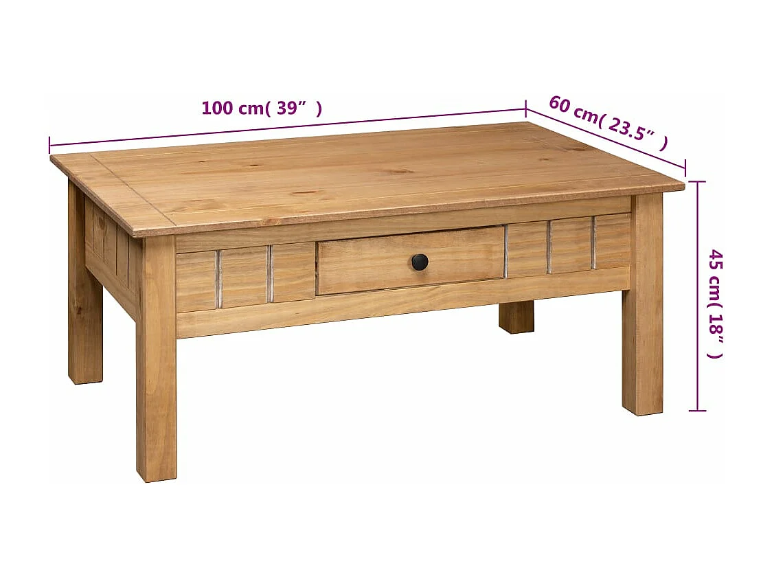 Table basse 100x60x45 cm Pin massif Assortiment Panama