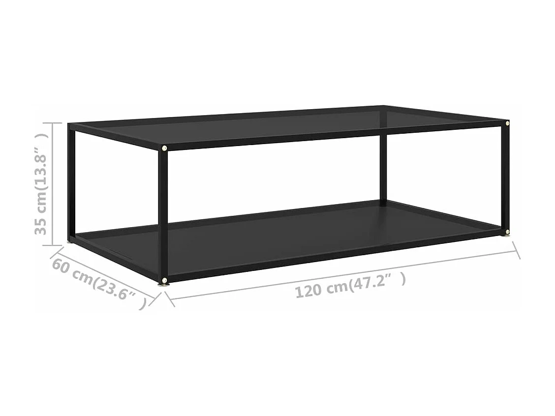 Table basse Noir 120x60x35 cm Verre trempé