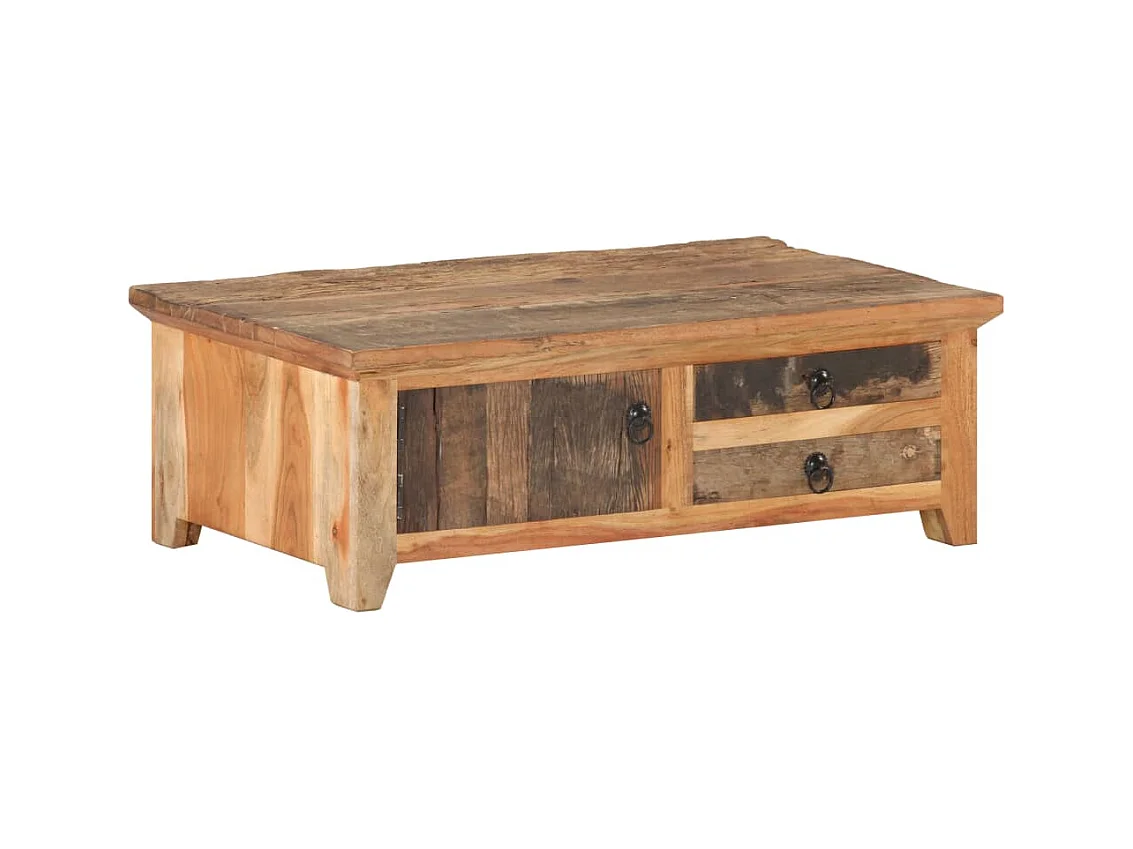 Mesa de centro de madera maciza reciclada 90x50x31 cm