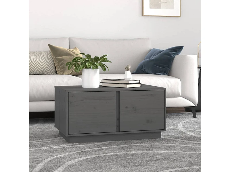Table basse Gris 80x50x40 cm Bois massif de pin