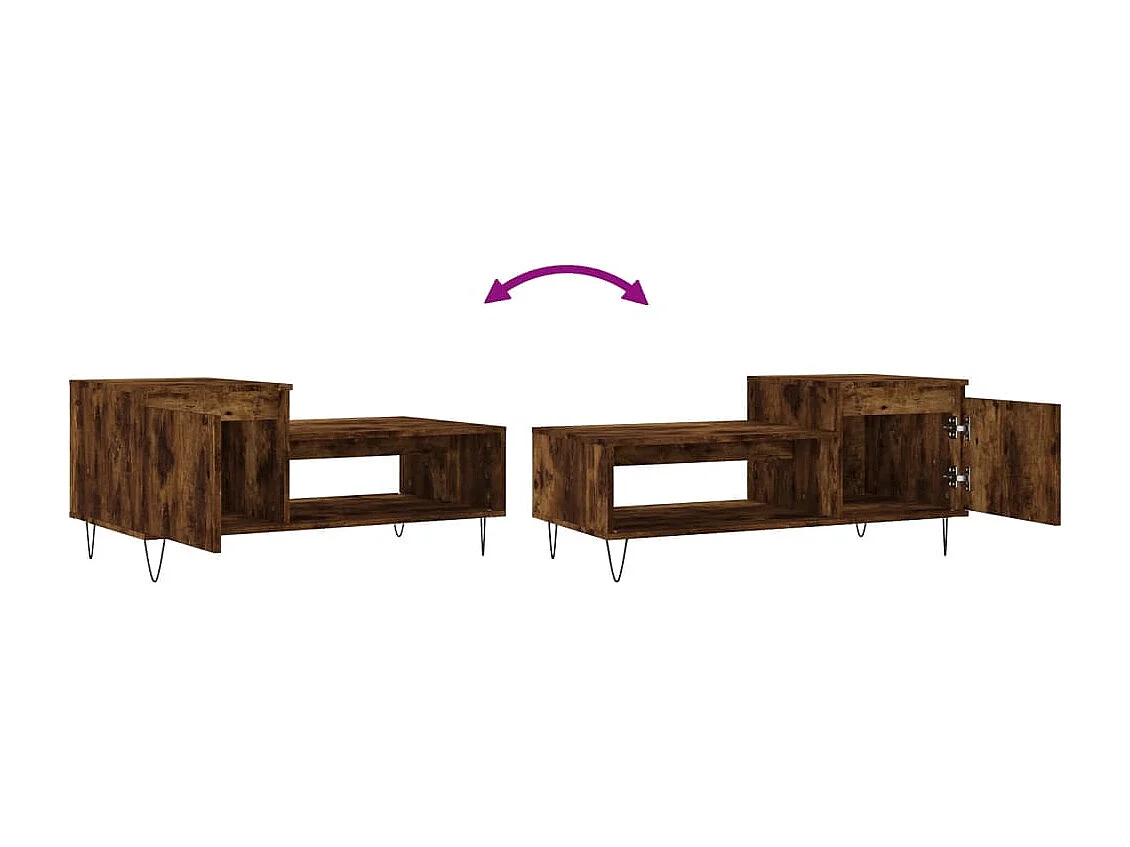 Table basse Chêne fumé 100x50x45 cm Bois d'ingénierie