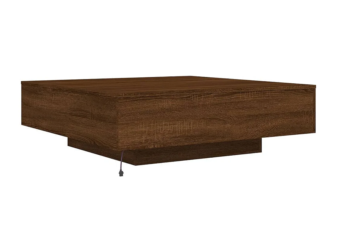 Mesa de centro com luzes LED 100x100x31 cm carvalho castanho