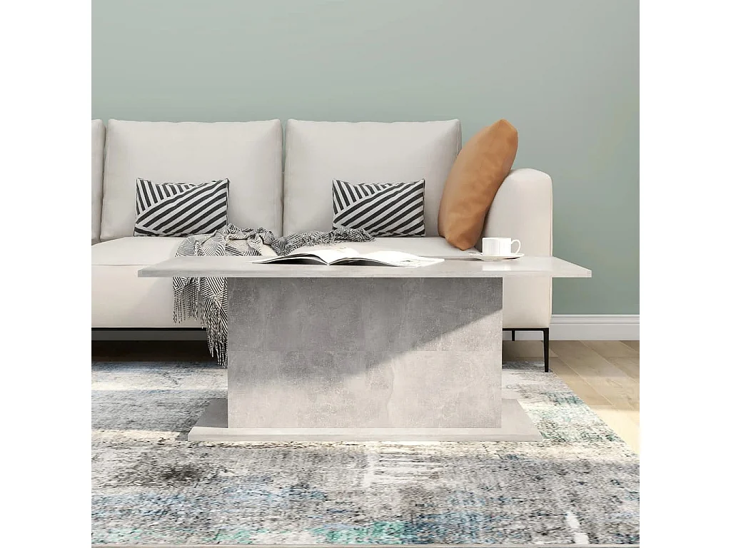 Mesa de centro madera ingeniería gris hormigón 102x55,5x40 cm