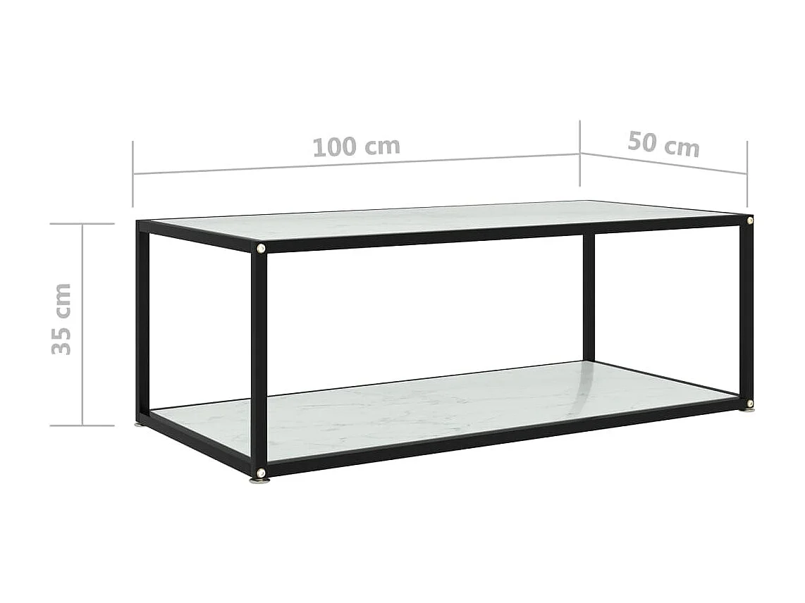 Table basse Blanc 100x50x35 cm Verre trempé
