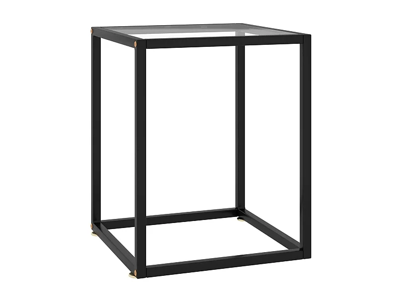 Salontafel met gehard glas 40x40x50 cm zwart